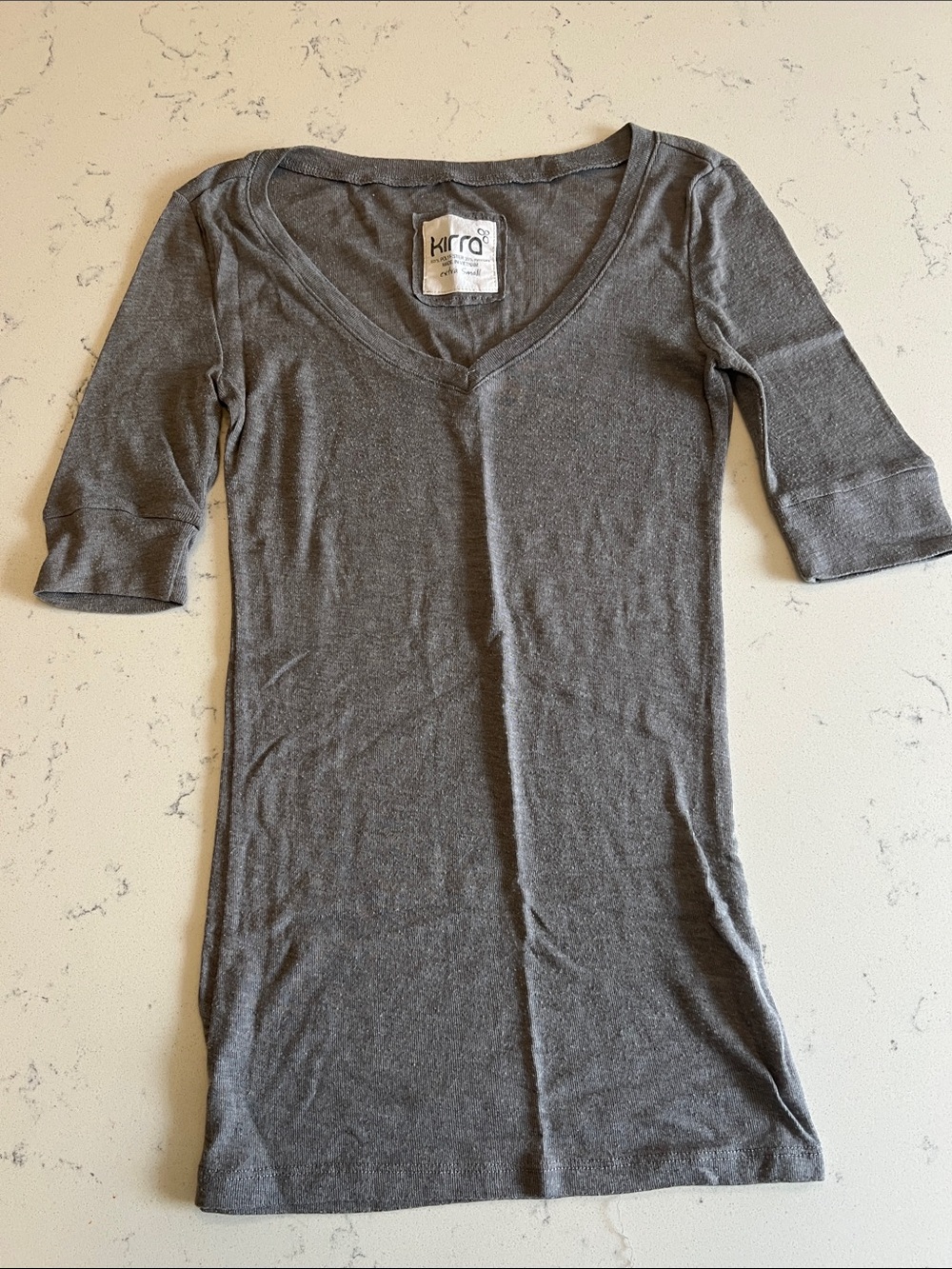 Kirra Charcoal V-Neck Slim Fit Top